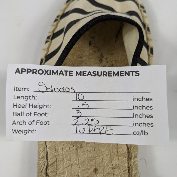 Soludos Espadrilles 9 Cream Navy Blue Stripe Ribbon Tie Closure Flat Shoes - Picture 7 of 7